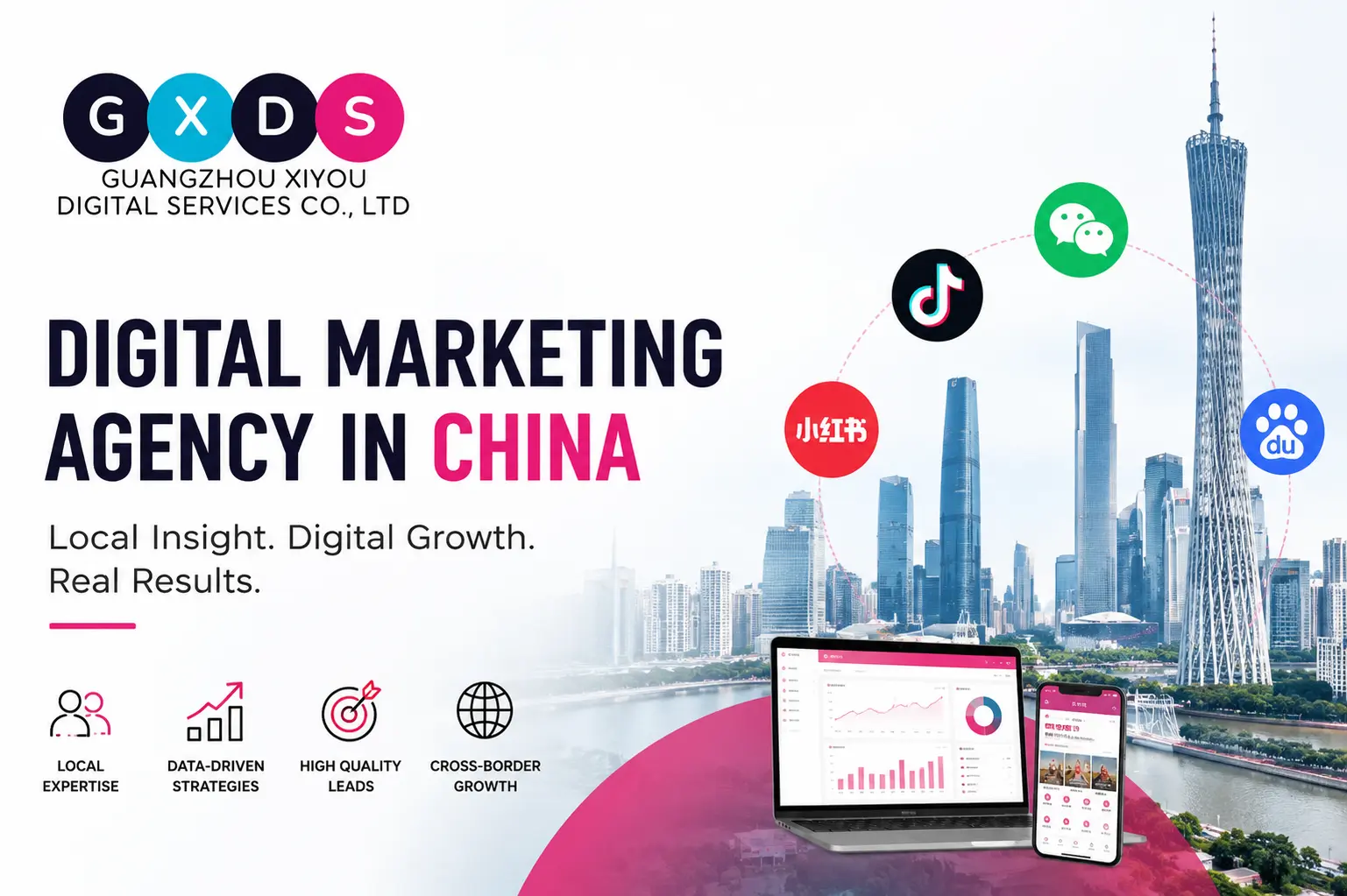 Digital Marketing Agency China by Guangzhou Xiyou Digital Services featuring China SEO, WeChat marketing, Douyin advertising, and business growth solutions.